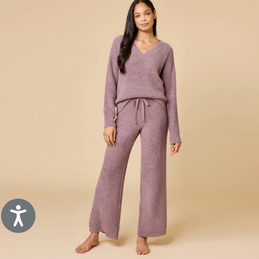Softies waffle marshmallow V-Neck Luxe Cozy  Loungewear Set XS